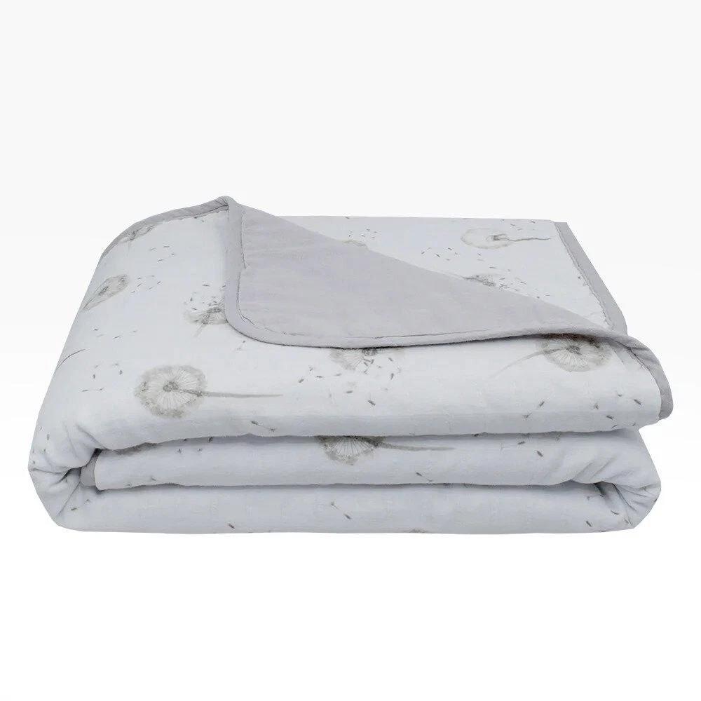 Living Textiles Organic Muslin Pram Blanket Dandelion/Grey